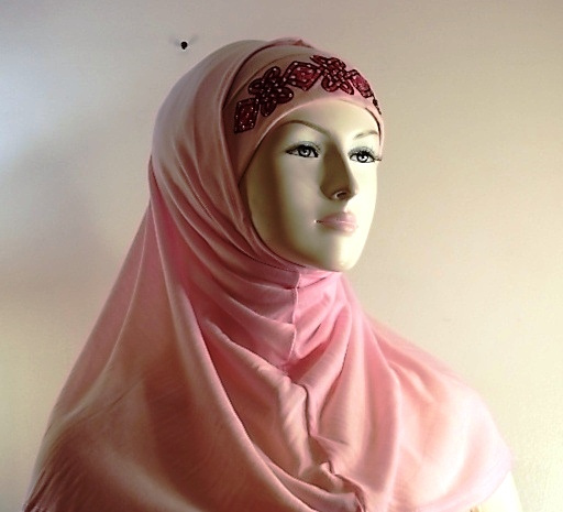 Cute Pink EMBROIDED COTTON BLEND HIJAB 1