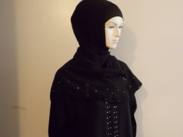 Black Gulf Abaya with Black Edges and shawl