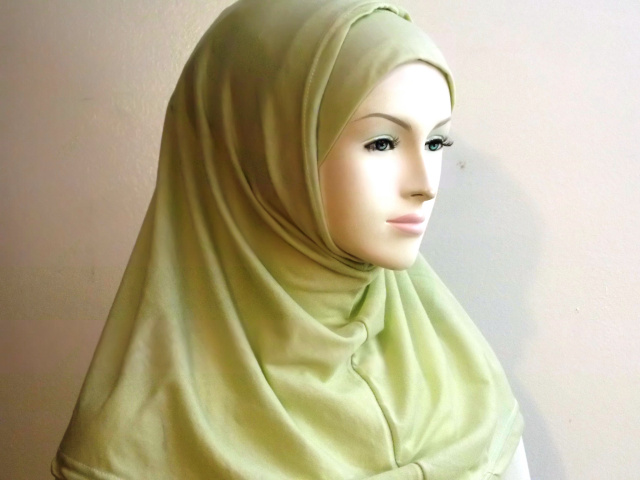 Lime color plain  Al amira hijab2