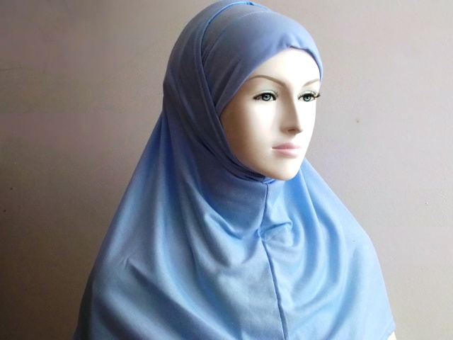 Sky blue plain 2piece hijab1