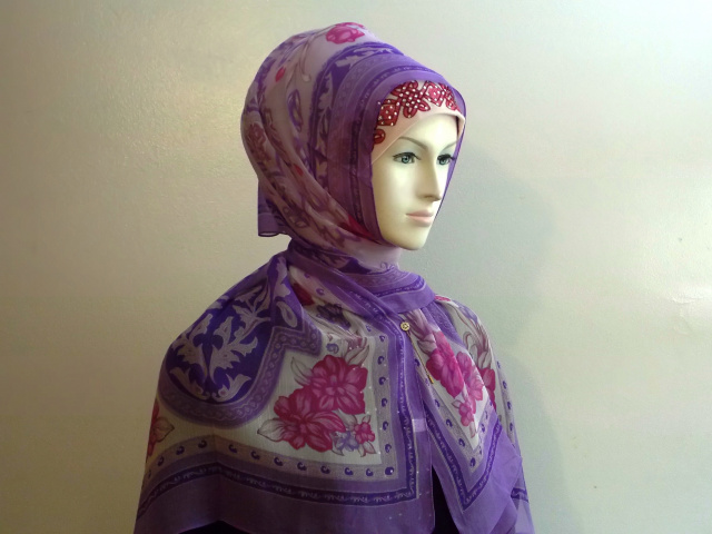 Mov color Printed shawl 50