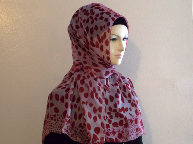 Redish dot Silky  Polyester shawl 78