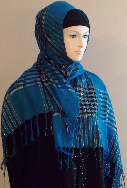 Blue pashmina shiny shawl 102