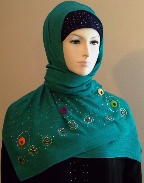 Teal Color   Shawl 89