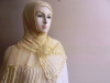 Cream Chiffon Shawl with Designed Embroidered Edges