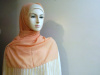 Peach Chiffon Shawl with end fringes